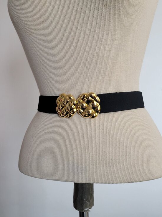 Women’s Black Soft Cloth Stretchable Belt w/Interchangeable Buckle main image 9